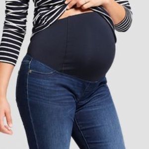 Maternity Crossover Panel Jeans - ripped dark wash